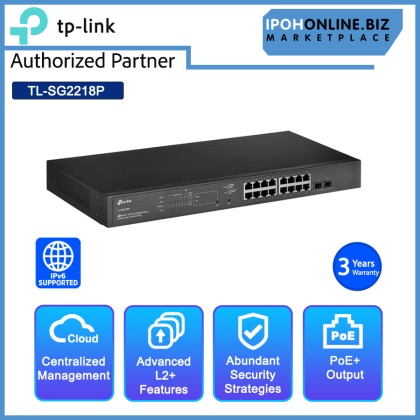 TP-Link Omada TL-SG2218P JetStream 18-Port Gigabit Smart Switch with 16-Port PoE+ - 150W TP-Link Omada TL-SG2218P JetStream 18-Port Gigabit Smart Switch with 16-Port PoE+ - 150W