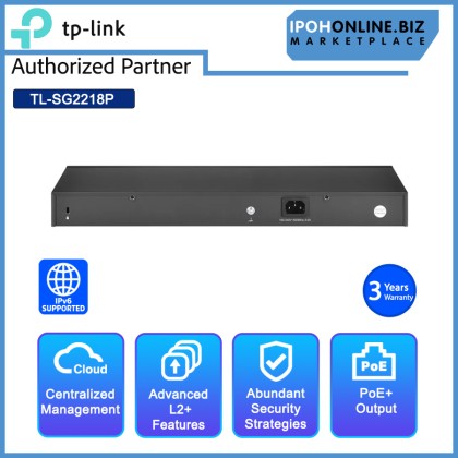 TP-Link Omada TL-SG2218P JetStream 18-Port Gigabit Smart Switch with 16-Port PoE+ - 150W TP-Link Omada TL-SG2218P JetStream 18-Port Gigabit Smart Switch with 16-Port PoE+ - 150W