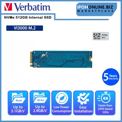 VERBATIM 512GB Vi3000 PCIe NVMe M.2 2280 Internal SSD