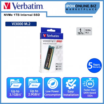 VERBATIM 1TB Vi3000 PCIe NVMe M.2 2280 Internal SSD