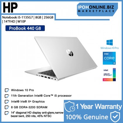 HP ProBook 440 G8 Notebook Silver 2Y7Y3PA#UUF i5-1135G7/8GB/256GB NVMe SSD/14"FHD/WIN10PRO + Laptop Backpack HP ProBook 440 G8 Notebook Silver 2Y7Y3PA#UUF i5-1135G7/8GB/256GB NVMe SSD/14"FHD/WIN10PRO + Laptop Backpack