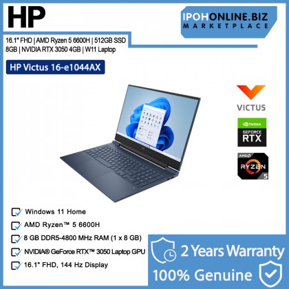 HP Victus Gaming Laptop 16-E1044AX 16.1" AMD Ryzen 5-6600H Blue 6J9E2PA#UUF 8GB DDR5, 512GB NVMe SSD, NVIDIA RTX 3050 4GB, W11 Notebook + PAV Gaming Backpack HP Victus Gaming Laptop 16-E1044AX 16.1" AMD Ryzen 5-6600H Blue 6J9E2PA#UUF 8GB DDR5, 512GB NVMe SSD, NVIDIA RTX 3050 4GB, W11 Notebook + PAV Gaming Backpack