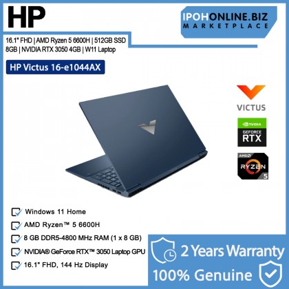 HP Victus Gaming Laptop 16-E1044AX 16.1" AMD Ryzen 5-6600H Blue 6J9E2PA#UUF 8GB DDR5, 512GB NVMe SSD, NVIDIA RTX 3050 4GB, W11 Notebook + PAV Gaming Backpack HP Victus Gaming Laptop 16-E1044AX 16.1" AMD Ryzen 5-6600H Blue 6J9E2PA#UUF 8GB DDR5, 512GB NVMe SSD, NVIDIA RTX 3050 4GB, W11 Notebook + PAV Gaming Backpack