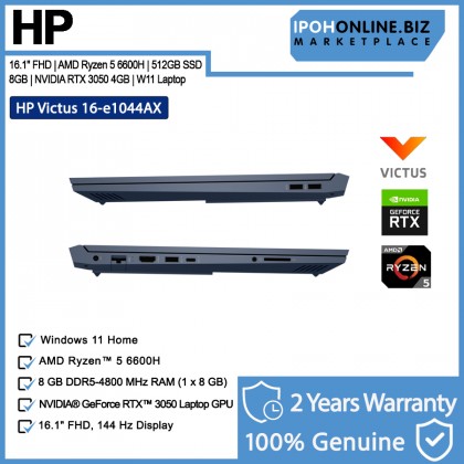 HP Victus Gaming Laptop 16-E1044AX 16.1" AMD Ryzen 5-6600H Blue 6J9E2PA#UUF 8GB DDR5, 512GB NVMe SSD, NVIDIA RTX 3050 4GB, W11 Notebook + PAV Gaming Backpack HP Victus Gaming Laptop 16-E1044AX 16.1" AMD Ryzen 5-6600H Blue 6J9E2PA#UUF 8GB DDR5, 512GB NVMe SSD, NVIDIA RTX 3050 4GB, W11 Notebook + PAV Gaming Backpack