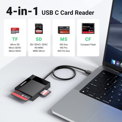 UGREEN USB-C SD Card Reader 4-in-1 Memory Card Adapter External SD Micro SD MS CF Compact Flash Camera Card Reader UGREEN USB-C SD Card Reader 4-in-1 Memory Card Adapter External SD Micro SD MS CF Compact Flash Camera Card Reader