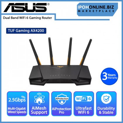 ASUS TUF Gaming AX4200 Dual Band WiFi 6 Gaming Router with 2.5Gbps port AiMesh AiProtection Pro ASUS TUF Gaming AX4200 Dual Band WiFi 6 Gaming Router with 2.5Gbps port AiMesh AiProtection Pro