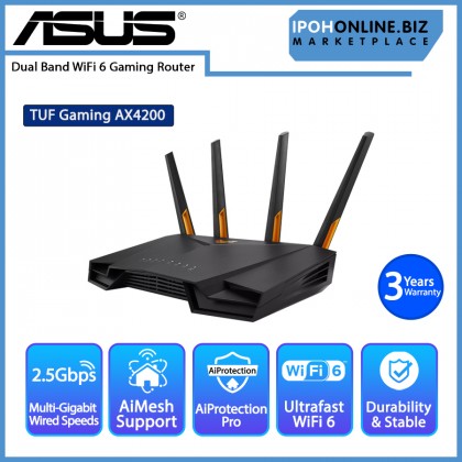 ASUS TUF Gaming AX4200 Dual Band WiFi 6 Gaming Router with 2.5Gbps port AiMesh AiProtection Pro ASUS TUF Gaming AX4200 Dual Band WiFi 6 Gaming Router with 2.5Gbps port AiMesh AiProtection Pro