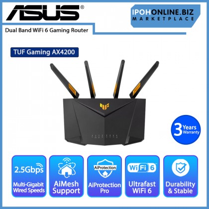 ASUS TUF Gaming AX4200 Dual Band WiFi 6 Gaming Router with 2.5Gbps port AiMesh AiProtection Pro ASUS TUF Gaming AX4200 Dual Band WiFi 6 Gaming Router with 2.5Gbps port AiMesh AiProtection Pro