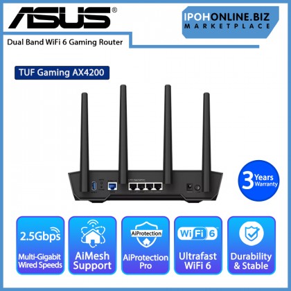 ASUS TUF Gaming AX4200 Dual Band WiFi 6 Gaming Router with 2.5Gbps port AiMesh AiProtection Pro ASUS TUF Gaming AX4200 Dual Band WiFi 6 Gaming Router with 2.5Gbps port AiMesh AiProtection Pro