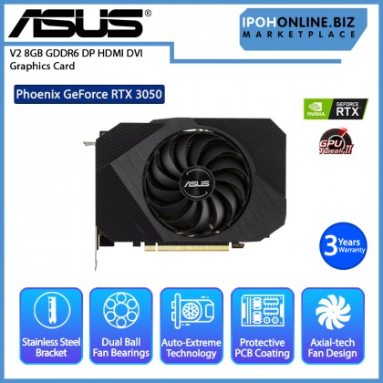 ASUS Phoenix GeForce RTX 3050 V2 8GB GDDR6 DP HDMI DVI Graphics Card ASUS Phoenix GeForce RTX 3050 V2 8GB GDDR6 DP HDMI DVI Graphics Card