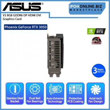 ASUS Phoenix GeForce RTX 3050 V2 8GB GDDR6 DP HDMI DVI Graphics Card ASUS Phoenix GeForce RTX 3050 V2 8GB GDDR6 DP HDMI DVI Graphics Card