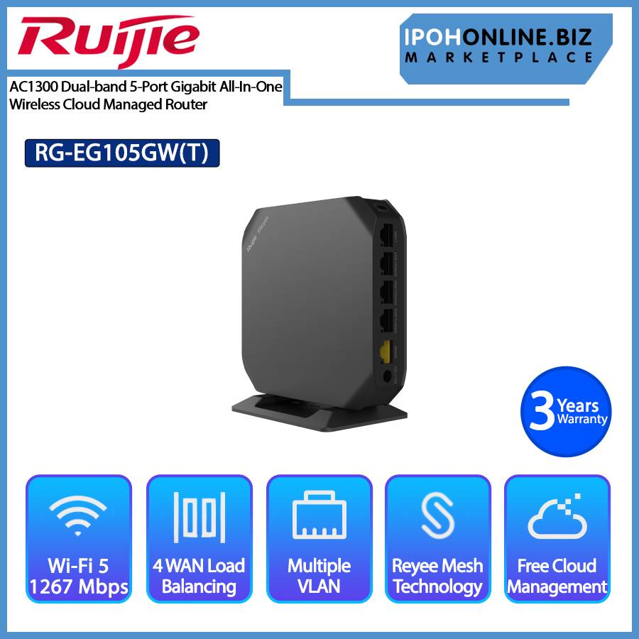 Ruijie Reyee RG-EG105GW(T) Wi-Fi AC1300 5 Port Gigabit Wireless All-In ...