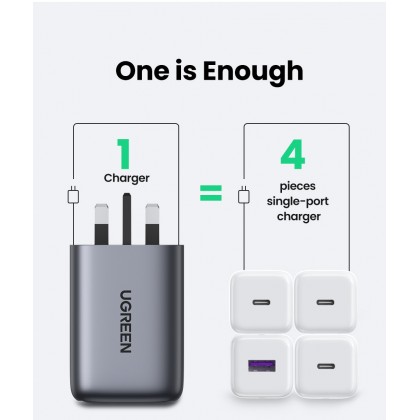 UGREEN GaN Fast Charger 100W USB C 4 Port Wall Charger UK Plug UGREEN GaN Fast Charger 100W USB C 4 Port Wall Charger UK Plug