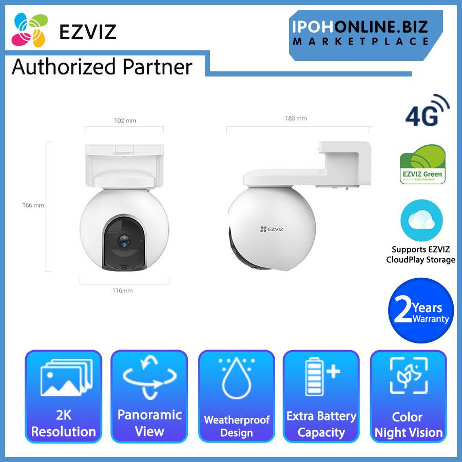 Eb8 EZVIZ EB8 4G 2K 3MP Pan & Tilt 4G Network Smart Home Battery Camera ...