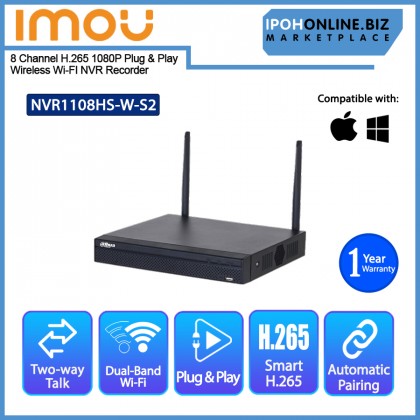 IMOU NVR1108HS-W-S2 8 Channel H.265 1080P Plug & Play Wireless Wi-FI NVR Recorder IMOU NVR1108HS-W-S2 8 Channel H.265 1080P Plug & Play Wireless Wi-FI NVR Recorder