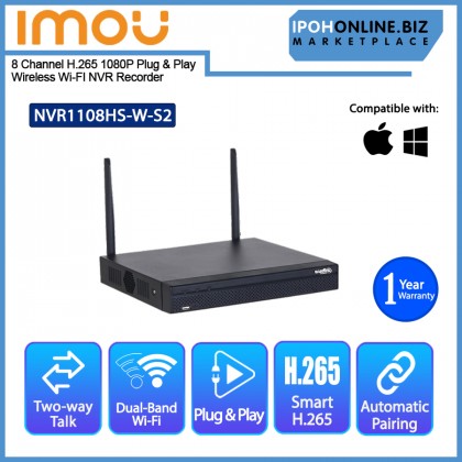 IMOU NVR1108HS-W-S2 8 Channel H.265 1080P Plug & Play Wireless Wi-FI NVR Recorder IMOU NVR1108HS-W-S2 8 Channel H.265 1080P Plug & Play Wireless Wi-FI NVR Recorder