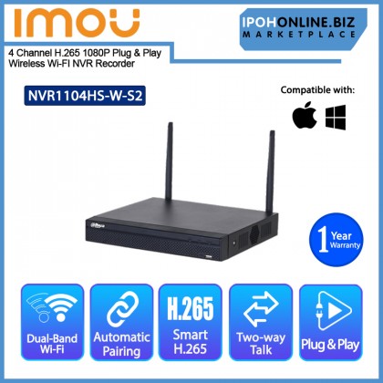 IMOU NVR1104HS-W-S2 4 Channel H.265 1080P Plug & Play Wireless Wi-FI NVR Recorder IMOU NVR1104HS-W-S2 4 Channel H.265 1080P Plug & Play Wireless Wi-FI NVR Recorder