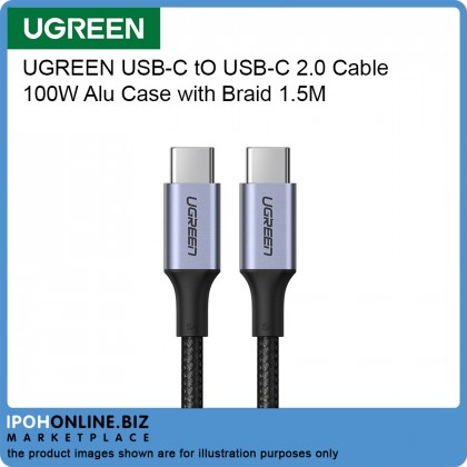 UGREEN USB-C tO USB-C 2.0 Cable 100W Alu Case with Braid 1.5M - Space Grey UGREEN USB-C tO USB-C 2.0 Cable 100W Alu Case with Braid 1.5M - Space Grey