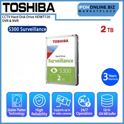 TOSHIBA 2TB S300 Surveillance CCTV Hard Disk Drive HDWT720 DVR & NVR TOSHIBA 2TB S300 Surveillance CCTV Hard Disk Drive HDWT720 DVR & NVR