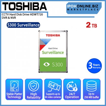 TOSHIBA 2TB S300 Surveillance CCTV Hard Disk Drive HDWT720 DVR & NVR TOSHIBA 2TB S300 Surveillance CCTV Hard Disk Drive HDWT720 DVR & NVR