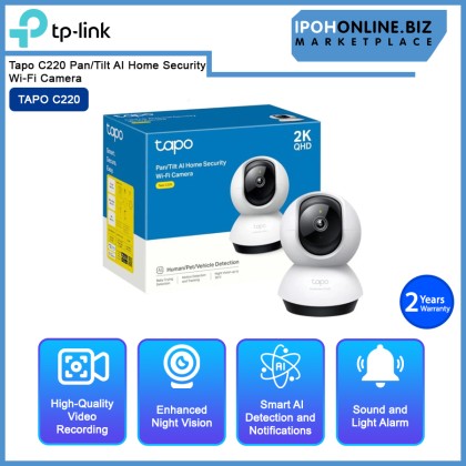 TP-Link Tapo C220 2K 4MP QHD Pan Tilt AI Home Security Wi-Fi CCTV ONVIF IP Camera TP-Link Tapo C220 2K 4MP QHD Pan Tilt AI Home Security Wi-Fi CCTV ONVIF IP Camera