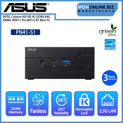 ASUS PN41-S1 INTEL Celeron N5100 4G DDR4 64G EMMC WIN11 Pro WIFI 6 BT Mini PC ASUS PN41-S1 INTEL Celeron N5100 4G DDR4 64G EMMC WIN11 Pro WIFI 6 BT Mini PC