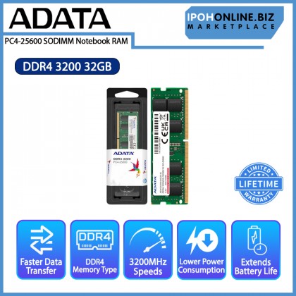 ADATA 32GB DDR4 3200 PC4 25600 SODIMM Notebook RAM ADATA 32GB DDR4 3200 PC4 25600 SODIMM Notebook RAM