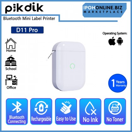 PikDik D11 Pro Mini Bluetooth Portable Label Maker iOS Android
