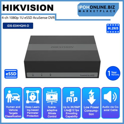 HIKVISION iDS-E04HQHI-D 4 channel 1080p 1U H.265 4MP eSSD AcuSense HDMI VGA CCTV DVR 1TB 4 WEEKS HIKVISION iDS-E04HQHI-D 4 channel 1080p 1U H.265 4MP eSSD AcuSense HDMI VGA CCTV DVR 1TB 4 WEEKS