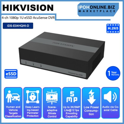 HIKVISION iDS-E04HQHI-D 4 channel 1080p 1U H.265 4MP eSSD AcuSense HDMI VGA CCTV DVR 1TB 4 WEEKS HIKVISION iDS-E04HQHI-D 4 channel 1080p 1U H.265 4MP eSSD AcuSense HDMI VGA CCTV DVR 1TB 4 WEEKS