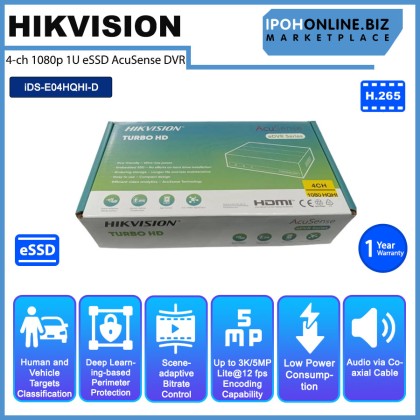 HIKVISION iDS-E04HQHI-D 4 channel 1080p 1U H.265 4MP eSSD AcuSense HDMI VGA CCTV DVR 1TB 4 WEEKS HIKVISION iDS-E04HQHI-D 4 channel 1080p 1U H.265 4MP eSSD AcuSense HDMI VGA CCTV DVR 1TB 4 WEEKS