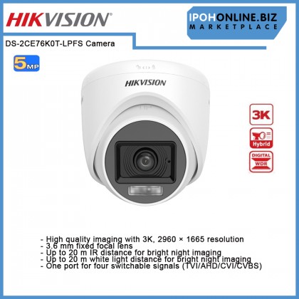HIKVISION 3K 5MP 16:9 3.6mm Smart Hybrid Light Audio Indoor Fixed DOME CCTV Camera DS-2CE76K0T-LPFS Acusense Smart Lighting HIKVISION 3K 5MP 16:9 3.6mm Smart Hybrid Light Audio Indoor Fixed DOME CCTV Camera DS-2CE76K0T-LPFS Acusense Smart Lighting