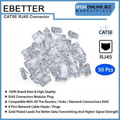 EBETTER CAT5E RJ45 Modular Plug Network Connector - 50 Pcs EBETTER CAT5E RJ45 Modular Plug Network Connector - 50 Pcs