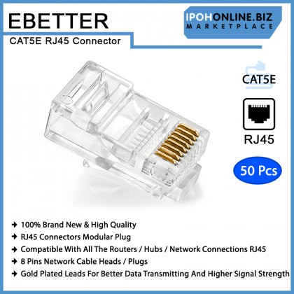 EBETTER CAT5E RJ45 Modular Plug Network Connector - 50 Pcs EBETTER CAT5E RJ45 Modular Plug Network Connector - 50 Pcs