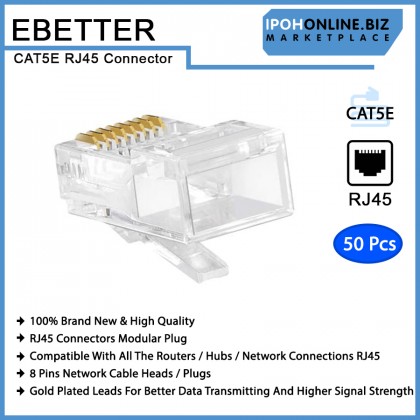 EBETTER CAT5E RJ45 Modular Plug Network Connector - 50 Pcs EBETTER CAT5E RJ45 Modular Plug Network Connector - 50 Pcs
