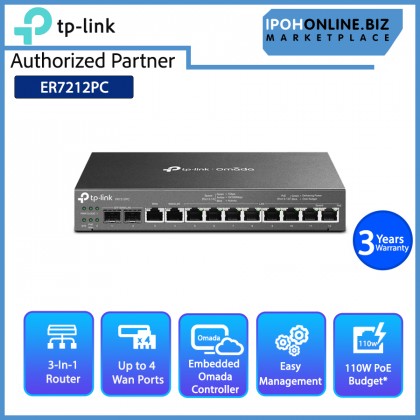 TP-LINK ER7212PC Omada 3-in-1 Gigabit VPN Router With POE+ Ports & Controller Ability