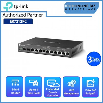 TP-LINK ER7212PC Omada 3-in-1 Gigabit VPN Router With POE+ Ports & Controller Ability
