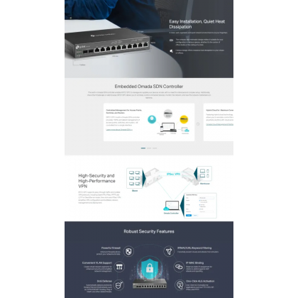 TP-LINK ER7212PC Omada 3-in-1 Gigabit VPN Router With POE+ Ports & Controller Ability