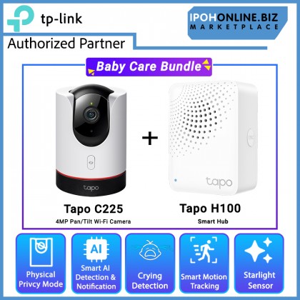 TP-Link Tapo Baby Care Bundle Promo Tapo C225 4MP Pan/Tilt Wi-Fi Camera + Tapo H100 Smart Hub Smart Home Automation