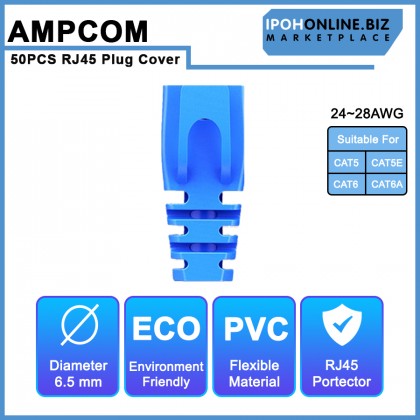 AMPCOM 50PCS RJ45 Ethernet Network Cable Strain Relief Boots Cable Connector Plug Covers For CAT5 / CAT5E / CAT6 / CAT6A AMPCOM 50PCS RJ45 Ethernet Network Cable Strain Relief Boots Cable Connector Plug Covers For CAT5 / CAT5E / CAT6 / CAT6A