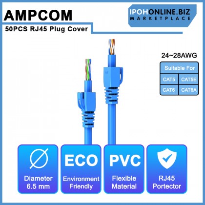 AMPCOM 50PCS RJ45 Ethernet Network Cable Strain Relief Boots Cable Connector Plug Covers For CAT5 / CAT5E / CAT6 / CAT6A AMPCOM 50PCS RJ45 Ethernet Network Cable Strain Relief Boots Cable Connector Plug Covers For CAT5 / CAT5E / CAT6 / CAT6A