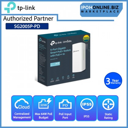 TP-LINK SG2005P-PD Omada 5-Port Gigabit Smart PoE+ Switch With PoE++ In TP-LINK SG2005P-PD Omada 5-Port Gigabit Smart PoE+ Switch With PoE++ In