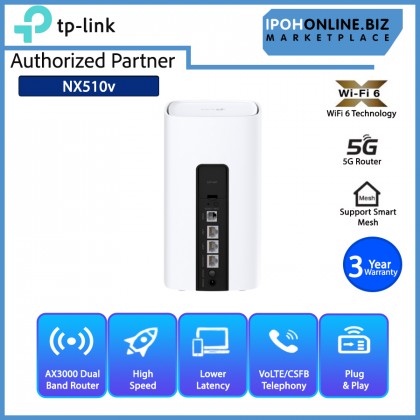 TP-Link NX510v AX3000 5G WiFi 6 Router Dual Band Full Gigabit Ports with VoLTE/CSFB Telephony Router TP-Link NX510v AX3000 5G WiFi 6 Router Dual Band Full Gigabit Ports with VoLTE/CSFB Telephony Router