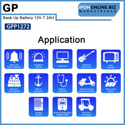 GP Back Up Battery 12V 7.2AH Rechargeable Sealed Lead Acid VRLA Battery - Original GP Back Up Battery 12V 7.2AH Rechargeable Sealed Lead Acid VRLA Battery - Original