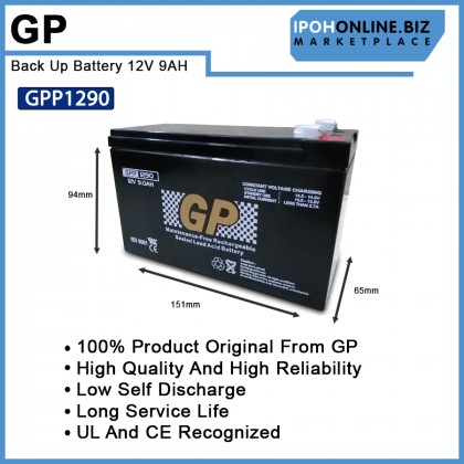 GP Back Up Battery 12V 9AH Rechargeable Sealed Lead Acid VRLA Battery - Original GP Back Up Battery 12V 9AH Rechargeable Sealed Lead Acid VRLA Battery - Original