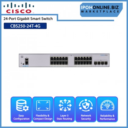 CISCO CBS250-24T-4G 24-Port Gigabit Smart Switch 4x1g SFP CISCO CBS250-24T-4G 24-Port Gigabit Smart Switch 4x1g SFP