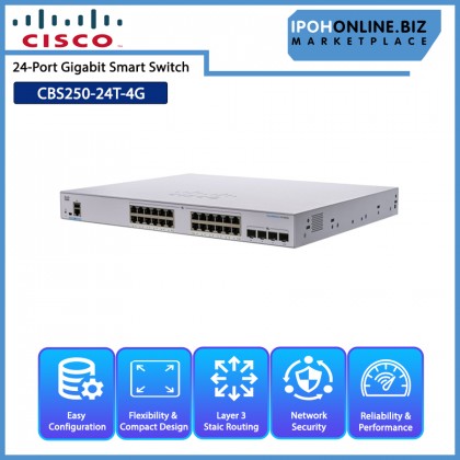 CISCO CBS250-24T-4G 24-Port Gigabit Smart Switch 4x1g SFP CISCO CBS250-24T-4G 24-Port Gigabit Smart Switch 4x1g SFP