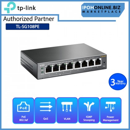 TP-LINK TL-SG108PE 8-Port Gigabit Easy Smart Switch With 4-Port PoE TP-LINK TL-SG108PE 8-Port Gigabit Easy Smart Switch With 4-Port PoE