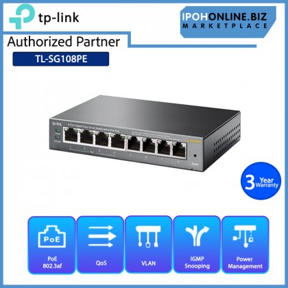 TP-LINK TL-SG108PE 8-Port Gigabit Easy Smart Switch With 4-Port PoE TP-LINK TL-SG108PE 8-Port Gigabit Easy Smart Switch With 4-Port PoE