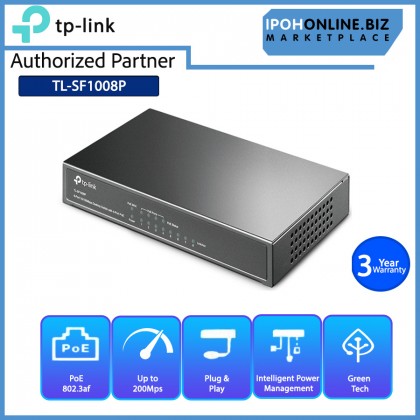 TP-LINK TL-SF1008P 8-port 10/100Mbps Switch with 4-Port PoE TP-LINK TL-SF1008P 8-port 10/100Mbps Switch with 4-Port PoE